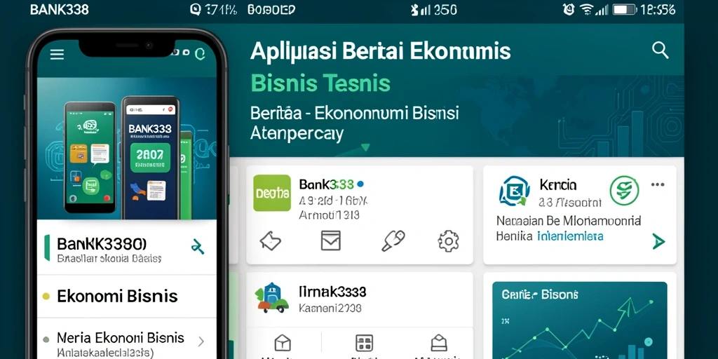Antarmuka aplikasi BANK338 menampilkan berita ekonomi dan fungsi analisis terkini.
