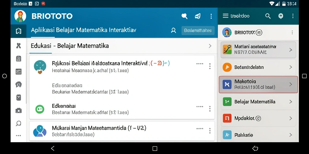 Tampilan antarmuka aplikasi BRIOTOTO untuk belajar matematika.