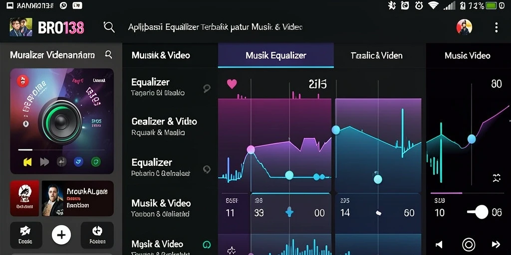 Antarmuka aplikasi BRO138 dengan pengaturan equalizer audio.
