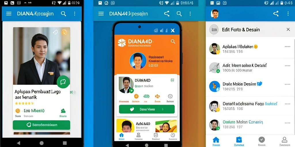 Antarmuka DIANA4D yang user-friendly dan fitur pembuatan logo yang lengkap.