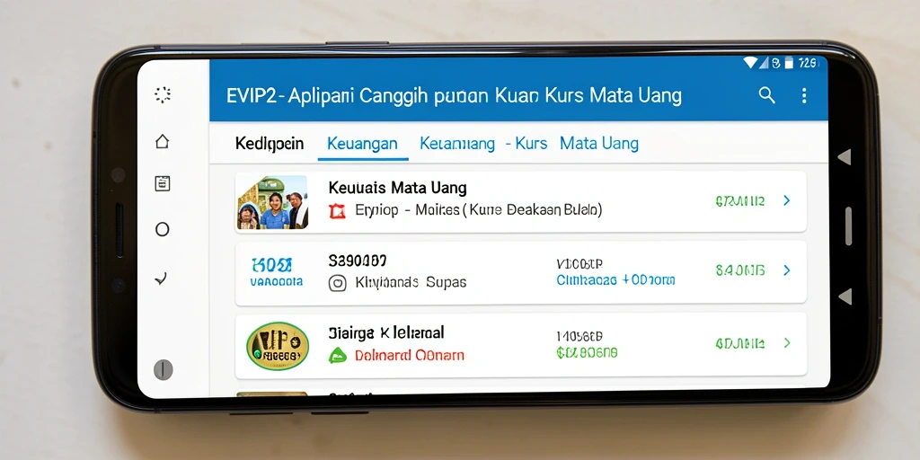 Antarmuka pengguna aplikasi Kurs Mata Uang EVIP2 yang intuitif.