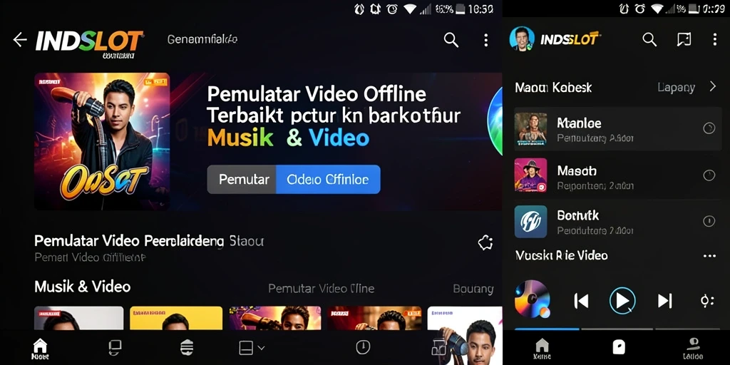 Tampilan antarmuka aplikasi INDSLOT untuk Pemutar Video Offline.