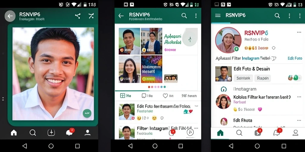 Screenshot RSNVIP6 menampilkan beragam pilihan filter untuk foto.